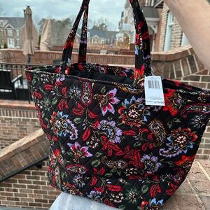 Vera Bradley Black and Red Floral Tote NWT
